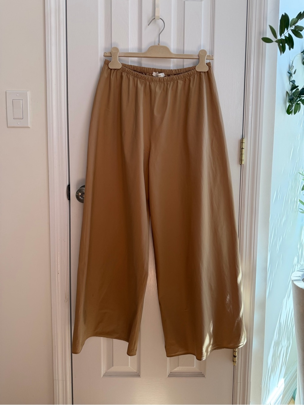 The Row Ariel Optic Beige Wide Leg Trousers Size Medium